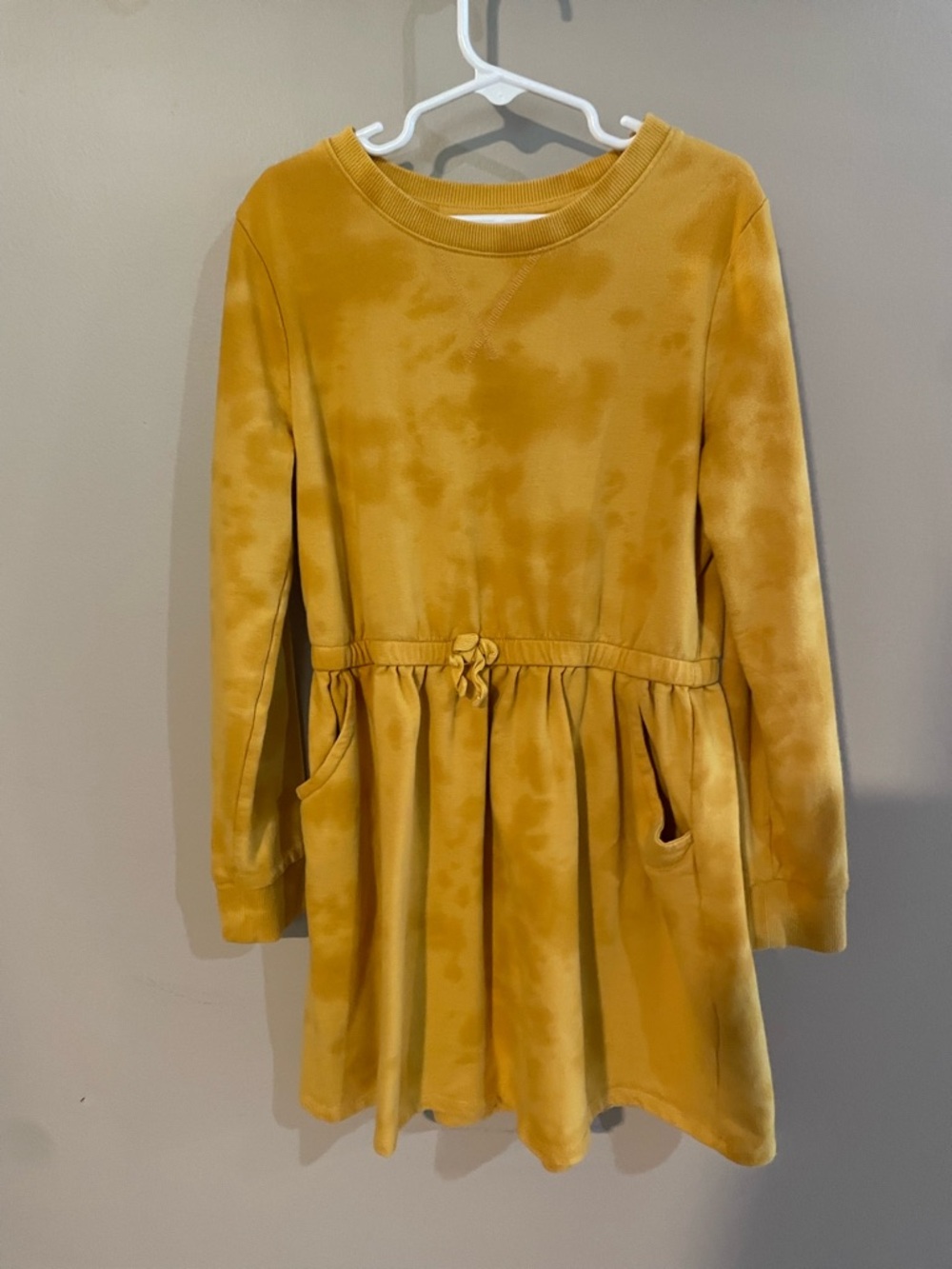 Cat & Jack Girls' Mustard Long-Sleeve Tie-Waist Dress